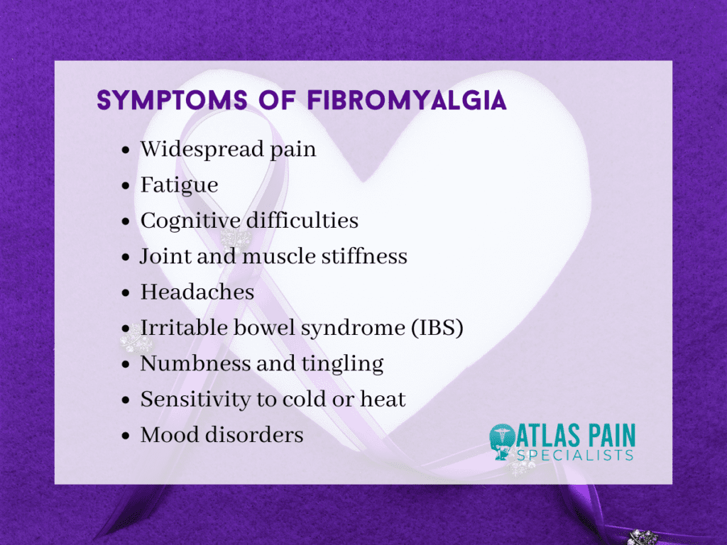 infographic illustration on symptoms of fibromyalgia