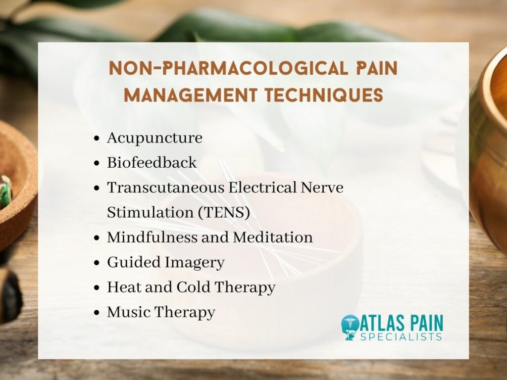 infographic illustration on non-pharmacological pain management techniques